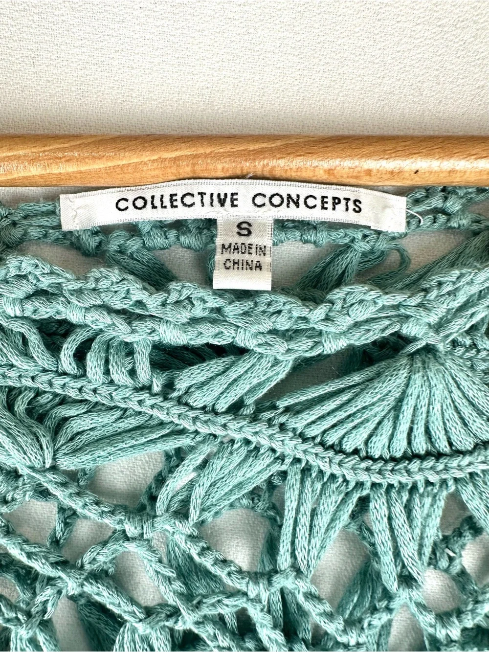 Collective Concepts Crochet Open Weave Sweater Top Boho Featival - Picture 4 of 7